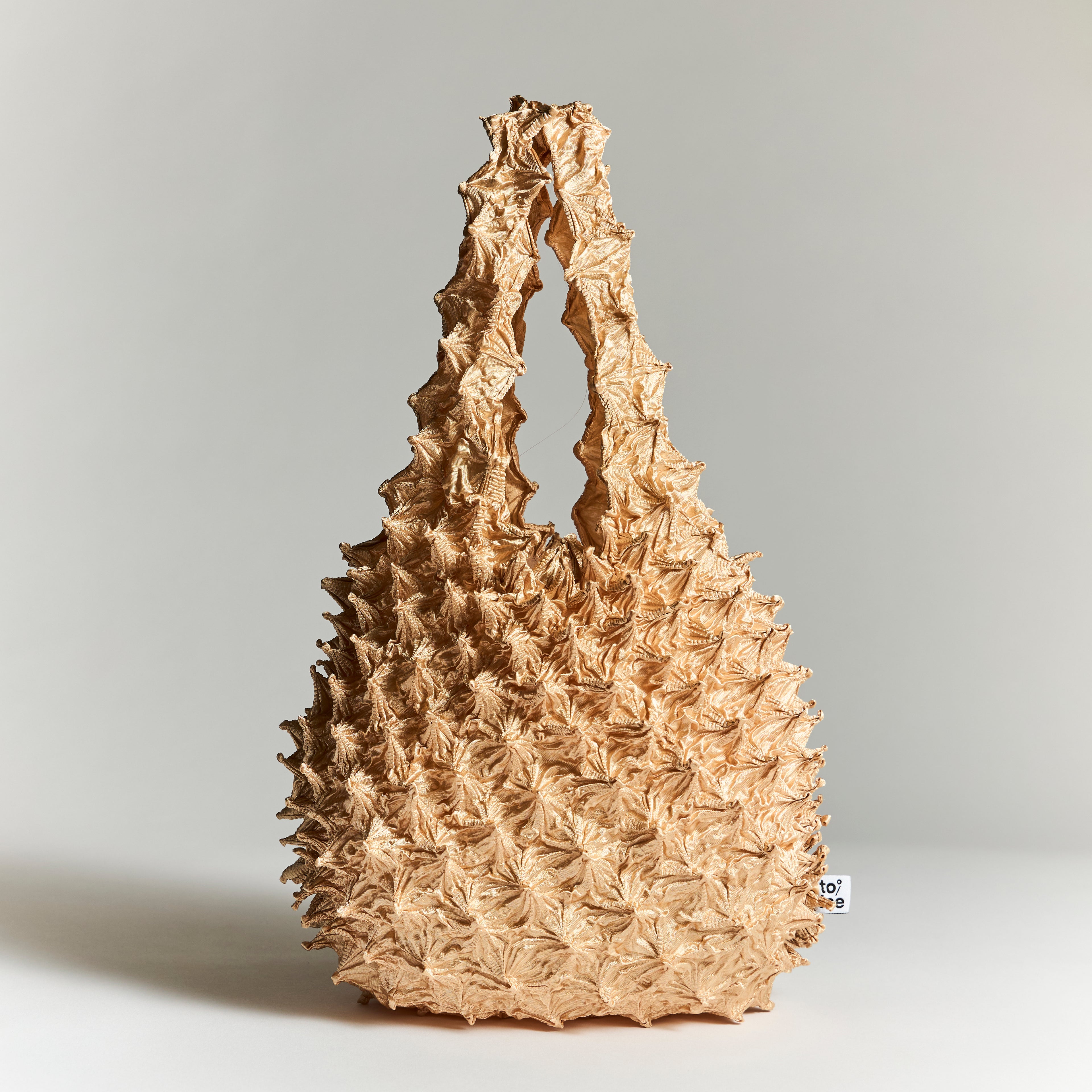 totee ゴールド 絞り加工 エコバッグ｜華やかな立体トートバッグ 日本デザイン 折りたたみ可能