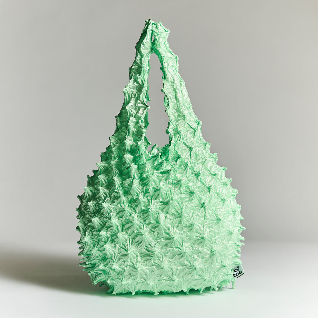 totee パステルグリーン 絞り加工 エコバッグ｜爽やかなカラーの日本デザイン軽量トートバッグ