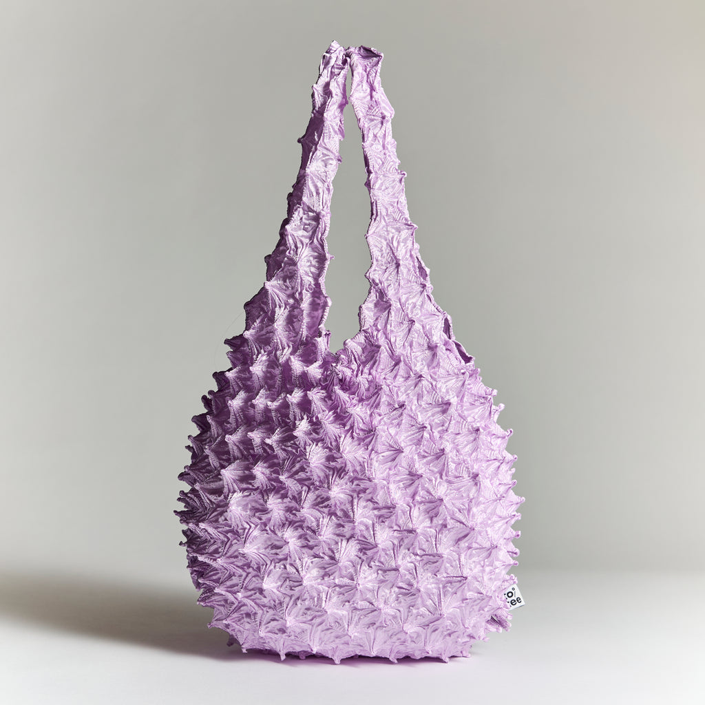 totee パステルパープル 絞り加工 エコバッグ｜柔らかなカラーの日本デザイン折りたたみトートバッグ