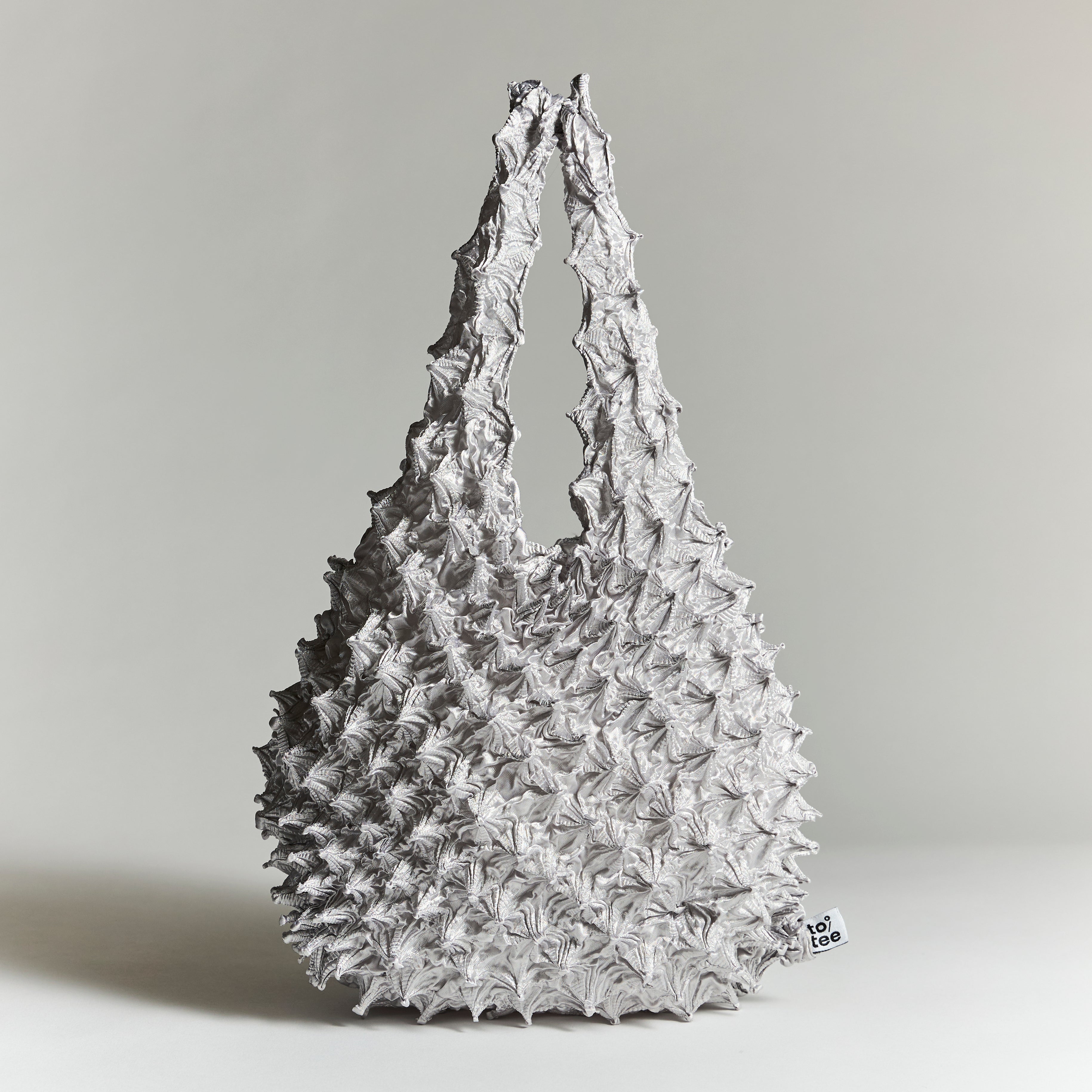 totee シルバー 絞り加工 エコバッグ｜光沢感ある立体トートバッグ 日本デザイン 軽量折りたたみ